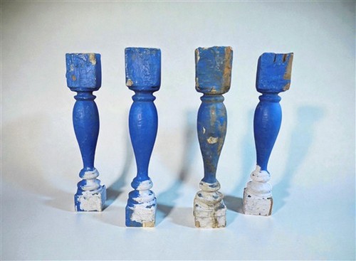Blue wood balusters - 4,