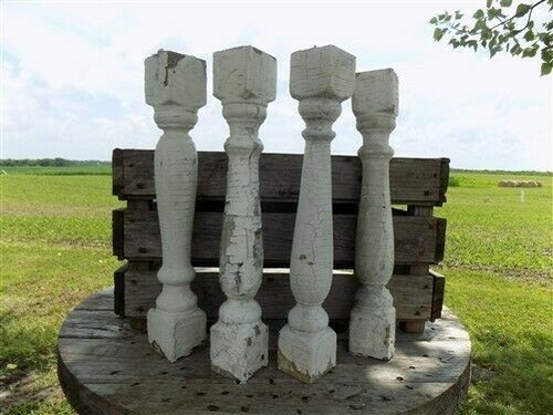 White wood balusters - white,