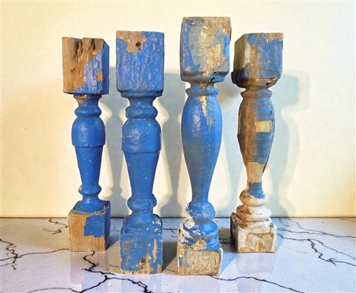 Blue wood balusters - 4,