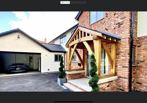 Solid green oak porch - green, uk
