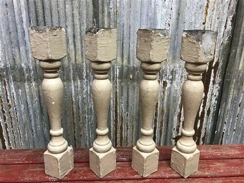 Rustic tan wood balusters - 4,