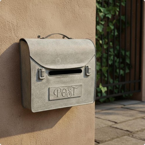 Gray metal mailbox - gray,