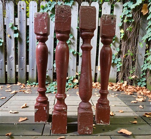 Rustic red wood balusters - rustic,