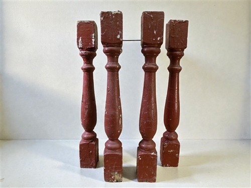 Rustic red wood balusters - 4,